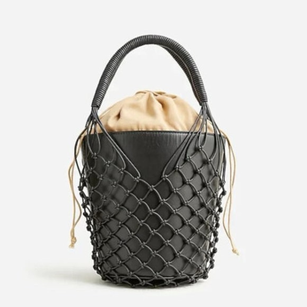 NWT J Crew Sedona Basket Bag in Black Leather